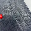 女性のスリムIDカードホルダーウォレットポーチクラシックブラック高品質リアルレザーミニレッドラブクレジットカード新しいファッションバンクC265p