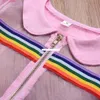 Barn Rainbow Stripe Coat + Vest + Shorts 3st Set Kids Designer Kläder Tjejer Utomhus Sport Outfits 2021 Sommar Barnkläder