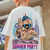 Zazomde hip hop estilo meia manga camisas grandes homens roupas de verão moda oversized dj urso camisetas roupas jovens tshirt 220621