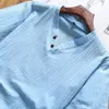 メンズカジュアルシャツメンズリネンシャツ通気性ソリッドコットンショートスリーブソフトブラウスTシャツマンプルオーバー男性服夏のトップマンズ