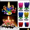 Andra evenemangsfestleveranser FESTICE HOME GARDEN MUSIKAL BRASSIDEL LANDLEKAKT TIPER DECORATION Magic Lotus Flower Candles Blossom Rotating S