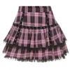ita cake mini kjolar gotiska japanska harajuku flickor lila rosa pläd veckad kjol punk söt spets kawaii cosplay costume 220702