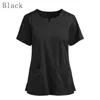 T-shirt femme allaitement col en v poche blouse uniformes t-shirt manches courtes couleur unie gommages travail décontracté femme