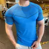 Summer Compression Breattable Short Sleeve Men Running Fitness Tshirt Elastic Quick Dry Sports Bodybuilding Training Shirts 220728