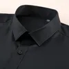 Mäns Mode Långärmad Basic Dress Shirts Single Patch Pocket Formell Business Standard-Fit Work Office Plaid / Striped Shirt 220322