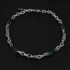 Choker Chokers Statement Necklace Green Lock Stainless Steel Chain On The Neck Necklaces For Women Men Jewelry Punk Accessories Collares