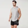 lu-BX002 Herren-Sommer-Schnelltrockenweste, lockere Outdoor-Freizeit-Lauf-Fitnessweste, Sportweste mit Kapuze, mit Markenlogo