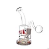 6Inch Dab Dunkin Oil Rig Hookah Mini Glass Bong Showerhead Perc Small Recycler Bubbler Water Pipe with 14mm Male Glass Oil Burner Pipes 1pcs