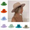 Klassisk ull filt Wide Brim Fedora Hat Pearl Belt Pink Solid Caps Män kvinnor Winter Derby Wedding Church Jazz Hats 2205138543798