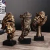 Nordic Simple Abstract Sculpture Figurine Ornaments Silence Is Gold Office Home Decoration Accessories Modern Art Resin Decor 220622