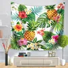 Ananas-Wandteppich, Wandbehang, tropische Früchte, dekorativer Wandteppich, stilvolle Bettwäsche, tropische Botanik, farbige Zeichnung, Wandteppich T200622
