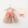 Vestidos de menina vestido infantil garotinha 2022 verão bebê arco floral tutu aniversário com chapéu sling princesa foffits 6m-2ygirl's