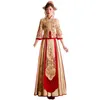 Vestido de tendência étnica chinesa vestido de noiva fantasia de ponta tradicional noiva champanhe dourado xiuhe Cerimônia de casamento roupas de casal