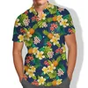 Men's Casual Shirts Beach Holiday Floral Blue Personality Polynesian Men Shirt Autumn Summer Plus Size Male Aloha ShirtMen's
