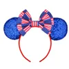 Bow Sequin fabric flag American Independence Day mouse party Carnival hair hoop July 4th Celebration Costume Headband