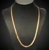 18K Gold Plated 10mm flat snake chain blade snake Bone Necklace 22inch