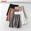 Mulheres Tangada Vintage Strethy Solid Legging Shorts feminino Retro Casual Pantalones 2B31 210719