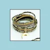 Charm Bracelets Jewelry New Se0183 Colorf Beauty Serpentine Mti Layers Leather Snap Bracelet 38Cm Golden Buttons Fit 18Mm Drop Delivery 2021