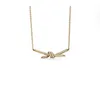 High version t family new Knot Necklace high sense fashion diamond inlaid star same couple knot clavicle chain2418287