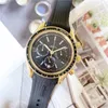 Armbandsur för män 2022 Nya herrklockor Alla Dial Work Quartz Watch High Quality Top Luxury Brand Chronograph Clock Rubber Belt 171b