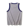 KUTI JAPOMESE RETRO Casual Tank Top Mężczyźni ciężka 100% bawełniana niebieska biała kamizelka pasiastka męska luźne topy Summer W220426