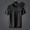 Luxury Fashion Brand Mäns Kortärmad T-shirt Personlig Jacquard Broderi Plus Half Sleeve Men's Bottoming Shirt 220408
