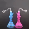 Gros mini narguilé forme de vase coloré plus récent brûleur à mazout en verre bong eau dab rig bongs tuyau avec tuyau en silicone et bol à fumer mâle de 10 mm