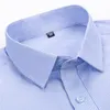 Hommes d'affaires décontracté à manches courtes chemise classique à carreaux rayé à carreaux mâle robe sociale chemises violet bleu 5XL Plus grande taille