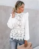 女性自由slee袖の花のレース白いブラウスホローバックサマービーチエレガントなシャツハラジュクフェム服パーティートップ220726