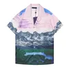 22ss Luxury Designer Shirts Mens Fashion Geometric print flower pink bowling shirt Hawaii Floral Casual Shirts Men Slim Fit Short Sleeve