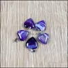 Arts and Crafts 20x20 mm Serce Stone Charms Stripe Agat Wiselant Uzdrawianie Reiki Crystal DIY Naszyjnik Kobiety Kobiety moda j sport010 dhjcj