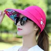 Chapeaux à larges bords Été pour femmes Chapeau de soleil pliable Perle Fleur Visière Suncreen Floppy Cap Femme Outdoor Casual Baseball HatWide WideWide Oliv