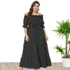 Plus Size Dresses Fashion Dress Robe Print Long Ruffle Maxi Sundress Bohemian Women Summer Sexy Elegant Strapless VestidosPlus