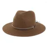 Breda randen hattar vintage panama hatt kvinnor halm fedora manlig sol sommar strand visor cap chapeau cool jazz trilby capwide pros22