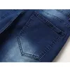 Jeans da uomo Streetwear Uomo Autunno Inverno Moda Strappato Slim con pantaloni a matita in denim a vita media tinta unita