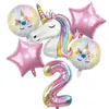 Unicorn Balloon 1-9st födelsedagsfest dekoration barn globo baby shower första nummer Uppblåsbara heliumfolie ballonger jul
