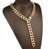 Correntes 7 "-40" Collo de colar cubano Chain Chain Colla Silver Gold Color 316L Colares de aço inoxidável para joias de moda 12/15/19mmc