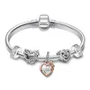 Luxe sterling zilveren kralen armband set liefde hart veer mode accessoire hanger originele passende pandora armband sieraden charme damescadeau 16-21 cm