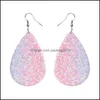 Pendants Arts Crafts Gifts Home Garden Ll Pu Leather Glitter Earrings Pendant Fashion Sparkly Sequin Dangle Ears Ring Teardrop Pe Dhzjm