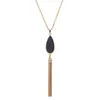 H￤nge halsband mode l￥ng kedja kvinnor naturliga druzy sten p￤ron tassel vridning guld halsband nks270 splittring