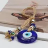 Keychains oog gevlochten touwglas blauw Turkse kwaadaardige kralen hanger muur hangende handgemaakte desoratie voor huis woonkamer auto be259KeyChains fi