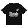 Designer Luxury Brand Rhude High Quality t shirt National Fashion Men's Summer Loose Large White Short Sleeved Clothes Brand Rhude Half