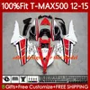 Yamaha için Enjeksiyon Kalıp Fairings Tmax-500 MAX-500 T Max500 12-15 gövdeyi 113no.6 Tmax Max 500 Tmax500 12 13 14 15 T-Max500 İnci Beyaz 2012 2013 2014 2015 OEM gövdesi