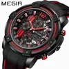 Wristwatches Megir Men chronogrpah Sport يشاهد عرضًا غير رسمي للسيليكون مقاوم للماء الكوارتز الكوارتز ريبو رويو واتش واتشز معصمه