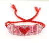 매력 팔찌 빈티지 핑크 붉은 하트 팔찌 보헤미안 간단한 민족 수제 기하학적 음란 부부 여성 보석류 도매 전자 Fawn22
