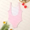 Summer Vacation Kid Swimwear Baceless One Piece Swimsuit Girl Swimwear Letter Print Children Bathing Suit