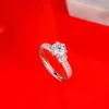Classic 6 Prong Moissanite Diamond Engagement Ring Graduated Side Stones Promise Bridal Ring Sterling Silver Wedding Jewelry