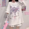 Anime graphique t-shirt été manches fendues t-shirt Femme E haut pour fille Mujer MINGLIUSILI Alt vêtements esthétique 220521