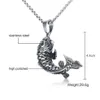 Goldfish Mens Hooked 3D Koi Fish Pendant Necklace in Stainless Steel Mythical Ocean Jewelry Collares Collier Colar1229O