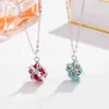 Chains S925 Sterling Silver Gift Bag Box Necklace women's red blue enamel glue dropping gift bag t home pendant clavicle NDOZ
